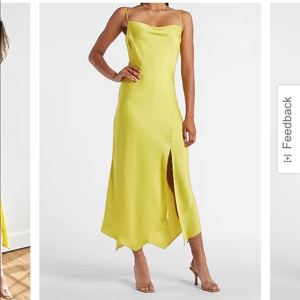 Green/ yellow Satin slip Dress - size small